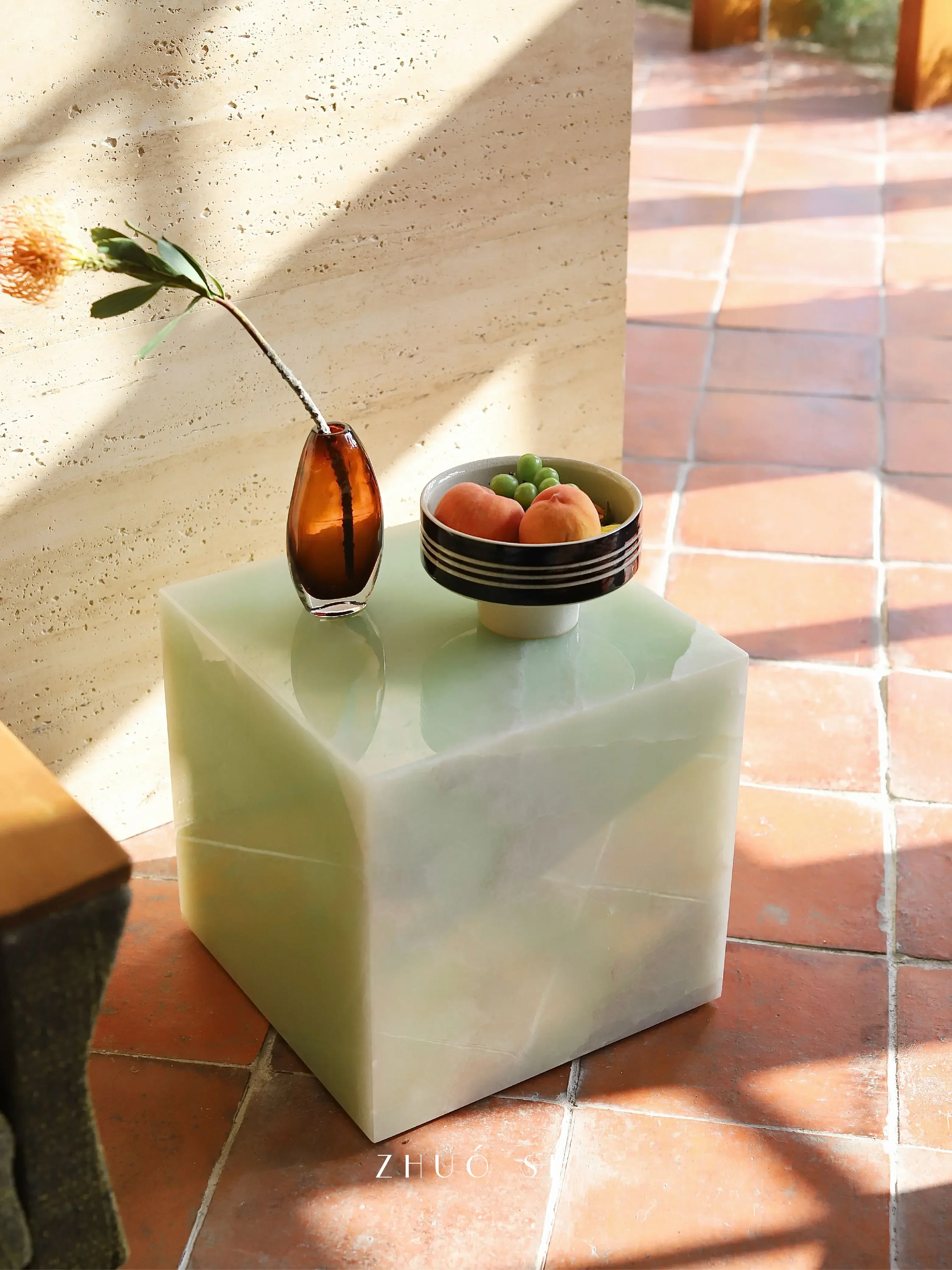 natural marble living room corner few jade light luxury small coffee table modern simple