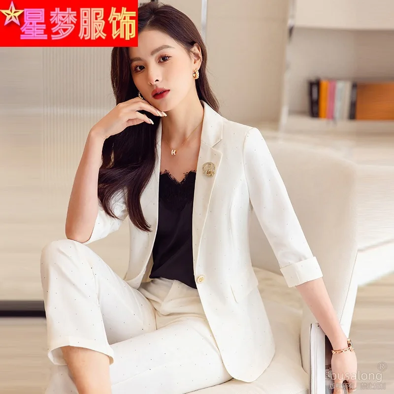 

2023 Summer Half Sleeve Ol Business Wear Women's Suits Suit Pants Business Formal Wear Graceful Fashionable Set Overalls