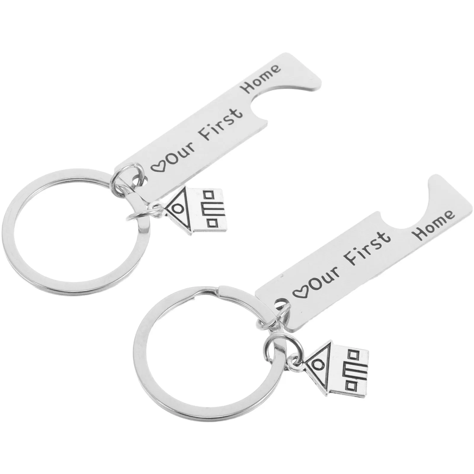 1Pair Titanium Steel Couple Keychains Set Matching Housewarming Key Rings for New Home Owners Our First Home Keychain Gift