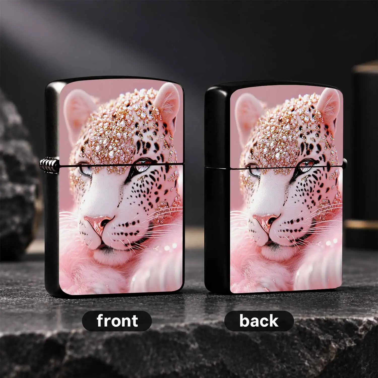Exquisite Pink Diamond Inlaid Leopard Portable Lighter, Soft Pink Fluffy Stylish Creative Decor, Delicate Shiny Rhinestone Ornate Animal Pattern, Ideal for Daily Casual Use, Party Dating, Gifting to Friends Family, Uniqu A Humorous And Inte