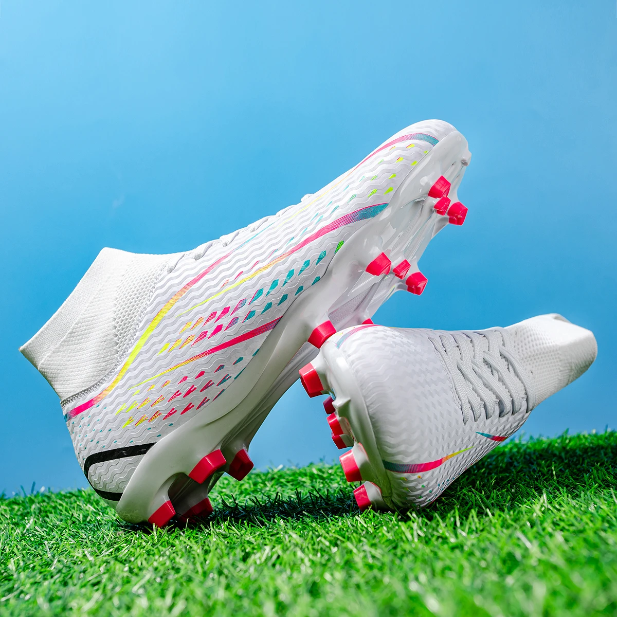 

AG FG Grass Pitch Soccer Boots Elastic PU Fabric Upper TPU Reinforced Sole Stable Traction Reliable Quality for All Ages