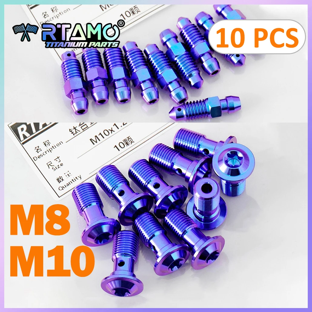 RTAMO Titanium Bolts TC4 Screw M10X1.0/1.25 Banjo Bolt M8X1.0/1.25 Bleeder for Caliper