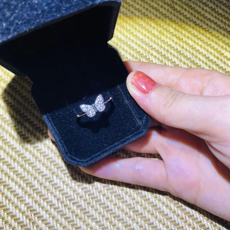 

Hot Selling AAA Mini Zircon Wing Butterfly Ring for Women Grils 100% 925 Sterling Silver Engagement Ring for Wedding Gifts
