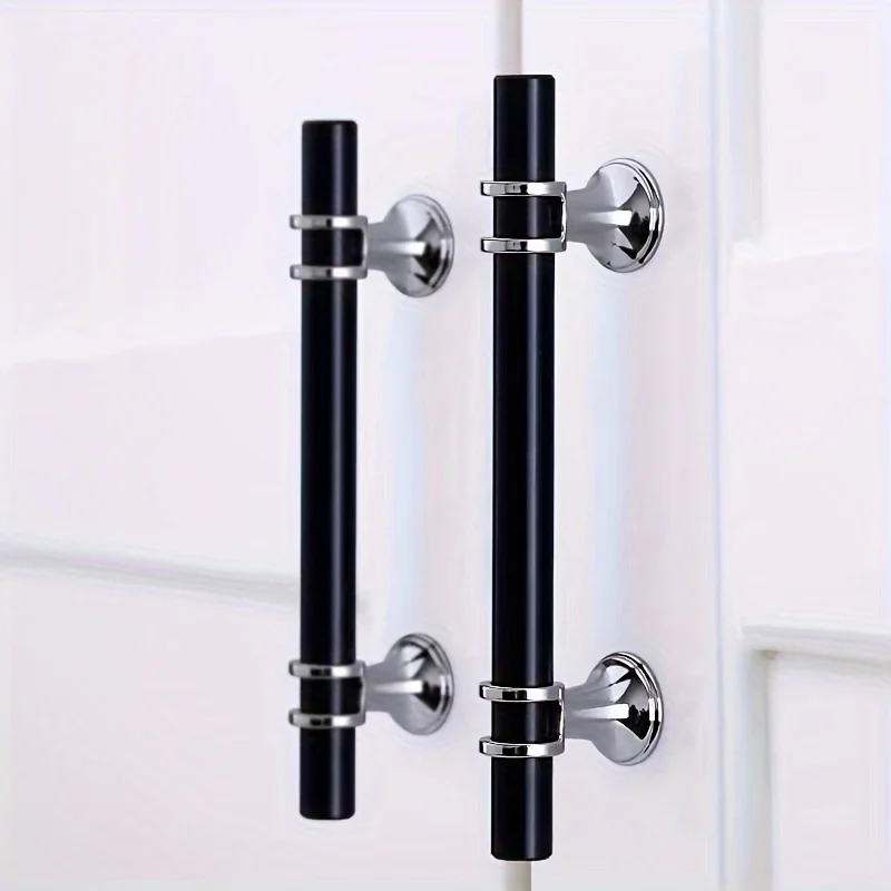 10PCS Stainless Steel Handles (Black & Silver), Timeless Retro Style, Premium Polished Finish for Rust Resistance & Durability –