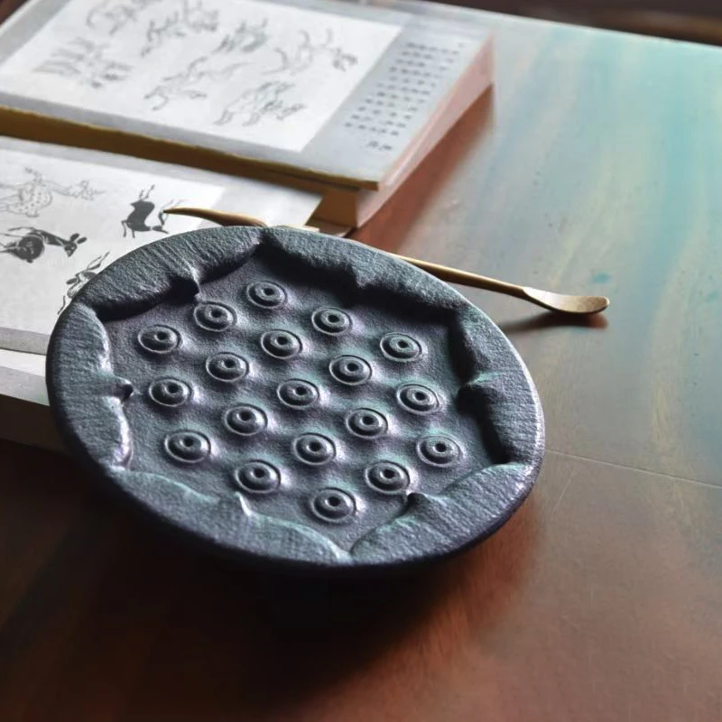Lotus Pod Zen Tea Tray - Black Basalt Hand-Carved, Durable Natural Stone Tea Ceremony Accessory Office Home Decor Gongfu Tea Set