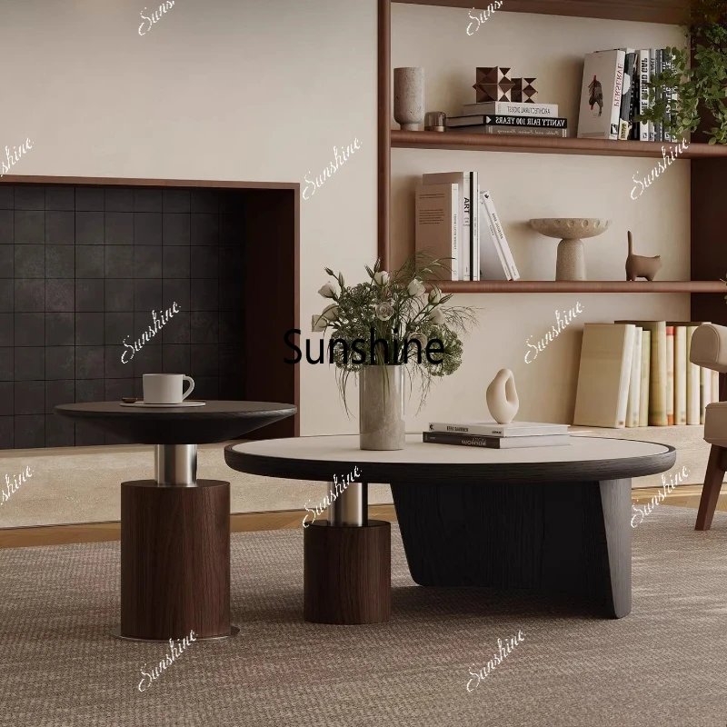 

Medieval style round coffee table cave stone rock slab living room household small apartment coffee table