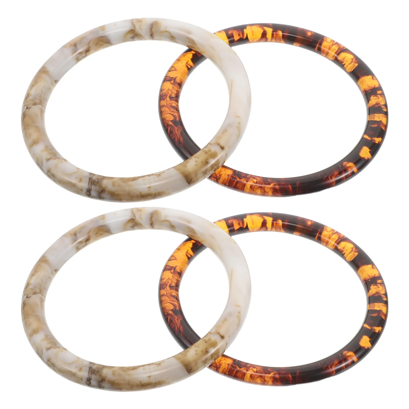 

4Pcs 10Cm D-Shaped Round Resin Purse Handles for Crochet Bags Macrame Tote Clutch Beach Handbag Making Hardware Replacement