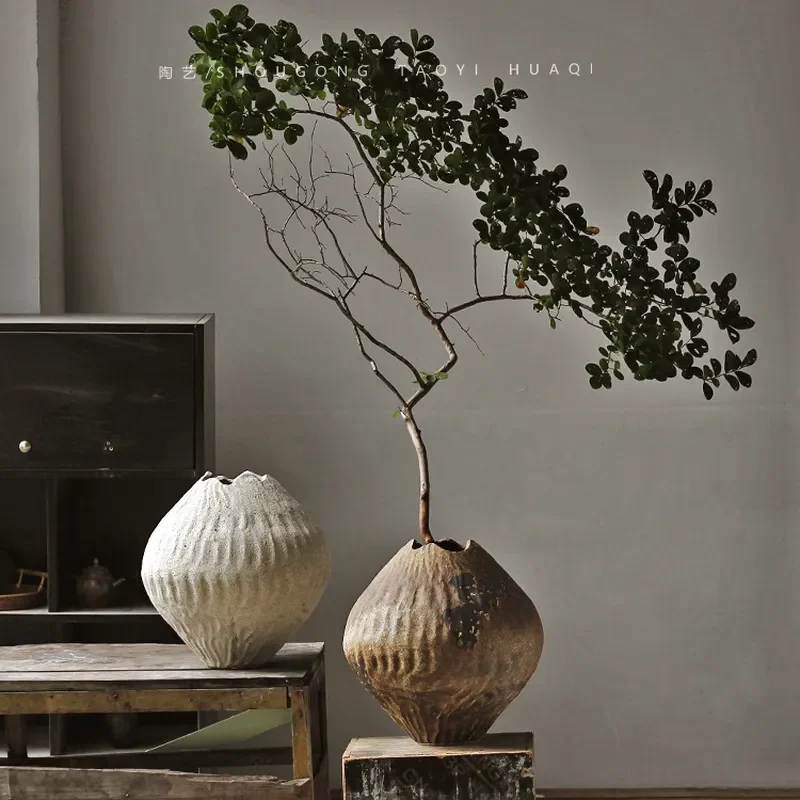 Creative Ceramic Vase Wabi Sabi Style Artificial Flower Arrangement Home Living Room Decor Hotel B&B Ornament Simulation
