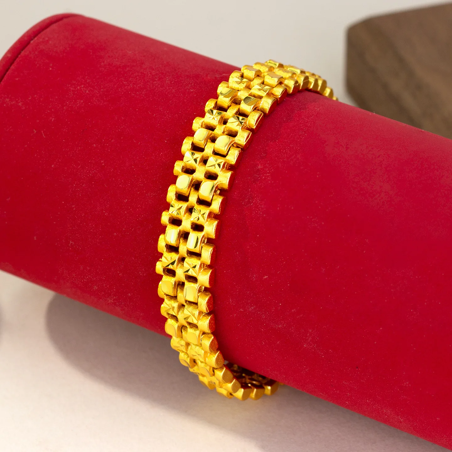 9999 Gold Color Men's Bracelet - Bold and Unique Design - Resistant to Color Fade - Ideal Bridal Gift