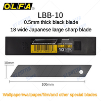 Pack of 10 pieces, original Japanese OLFA LBB-10 18mm large utility blade, heavy-duty super sharp black replacement blade, high-quality SK2 alloy steel large blade, suitable for: decoration, wallpaper, wallpaper blade