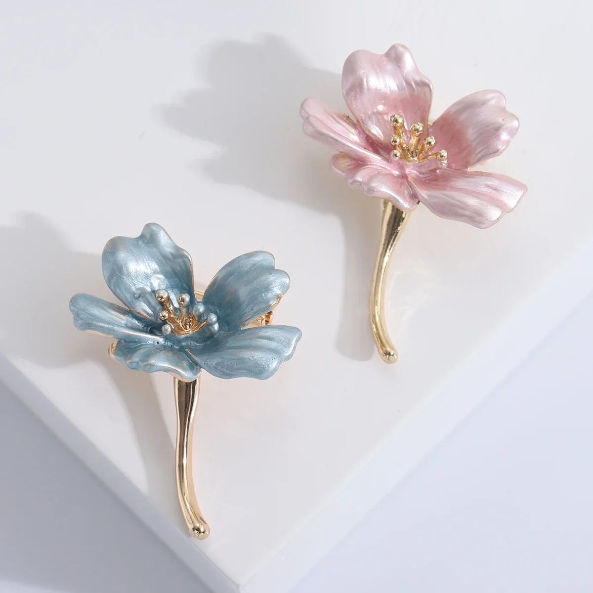 Enamel Cherry Blossom Brooches for Women Trendy Flower Pins Office Party Friend Gifts Accessories