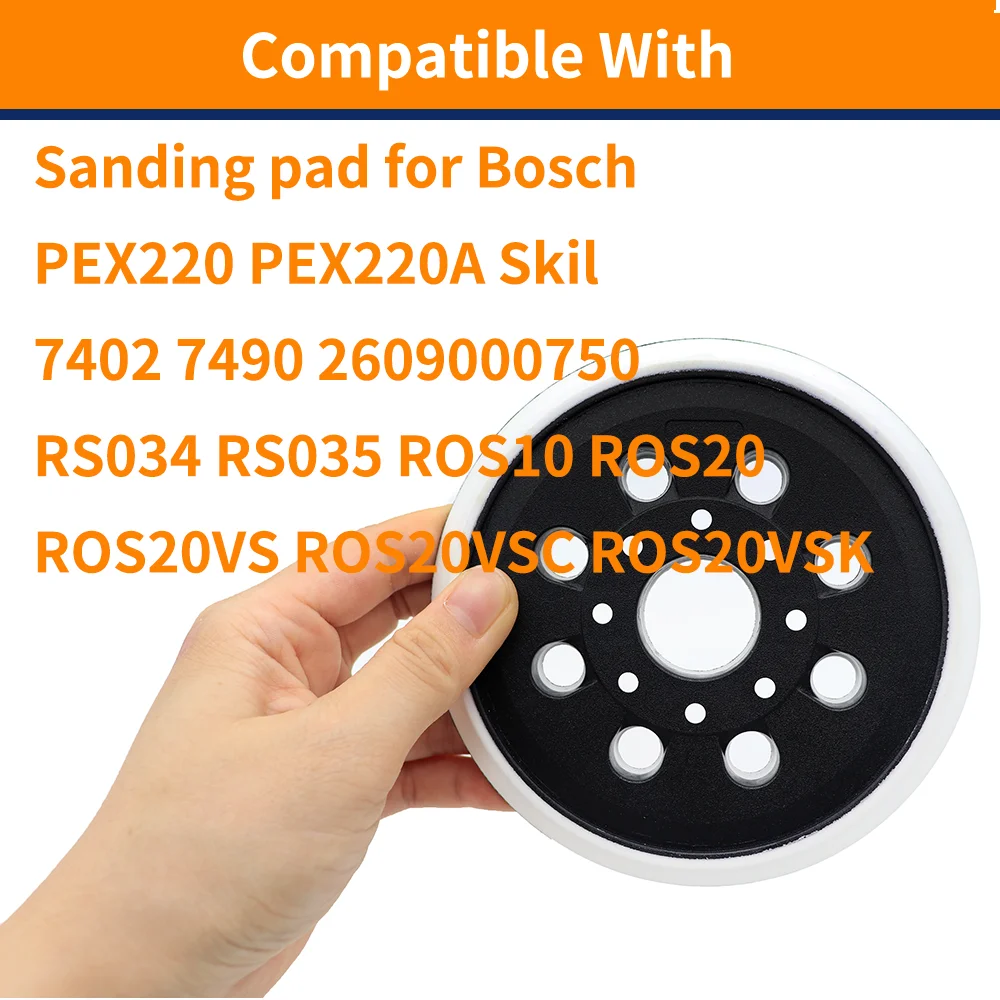 5 Inch 8 Hole Hook&Loop Replacement Orbital Sander Backing Pad for BOSCH RS034 RS035 125mm Sanding Pad for Random Orbital Sander