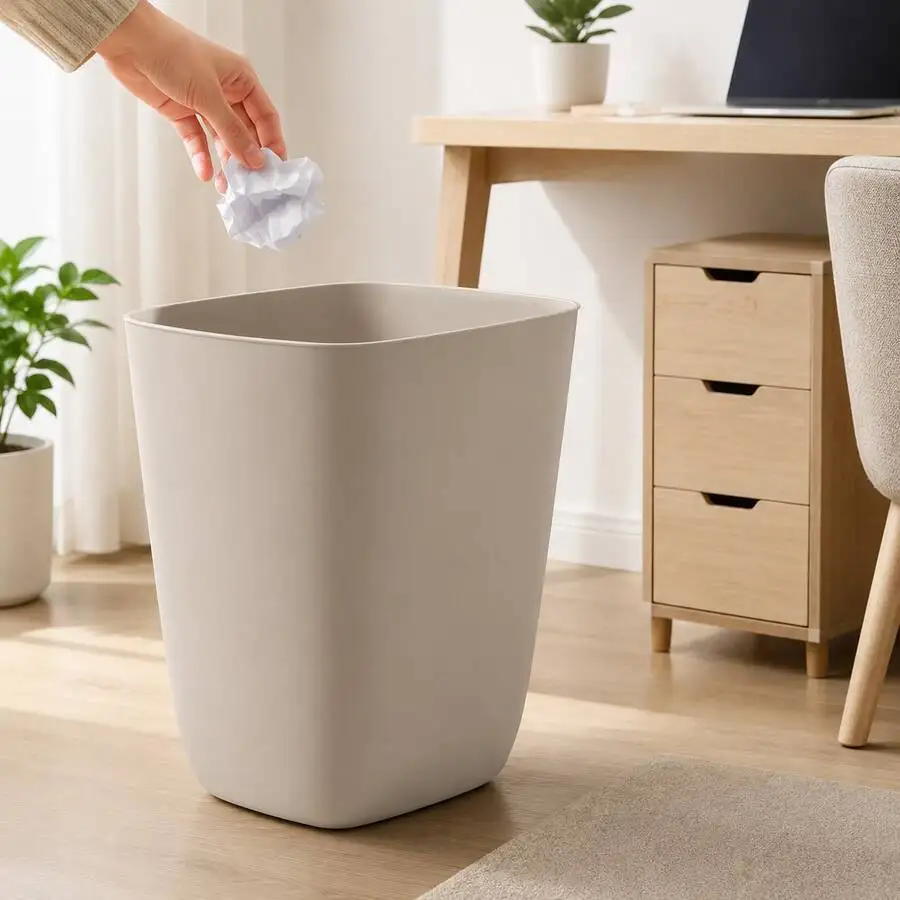 Minimalist Square Open Top Basket, Matte Plastic Waste Bin, Lightweight Simple Trash Can For Bedroom Office Bathroom Desk Home S
