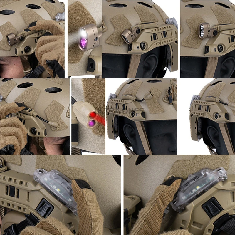 Casco Airsoft SF FAST con riel Picatinny y luz LED - imagen 5