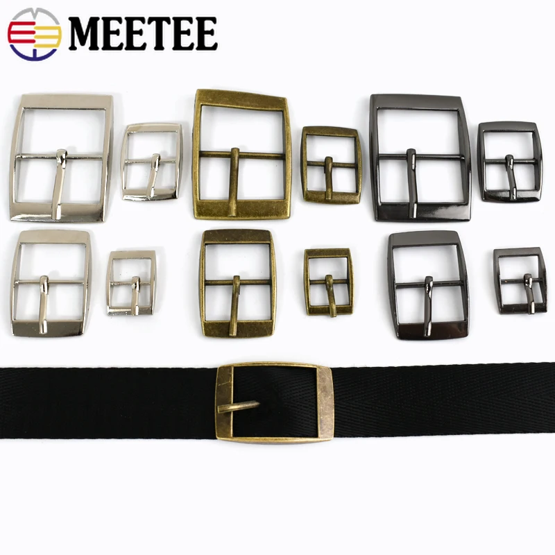 5Pcs Meetee 15/20/25/30mm Metal Pin Buckle Bag Strap Adjuster Clasp for Handbag Webbing Shoes Belts DIY Hardware Accessories