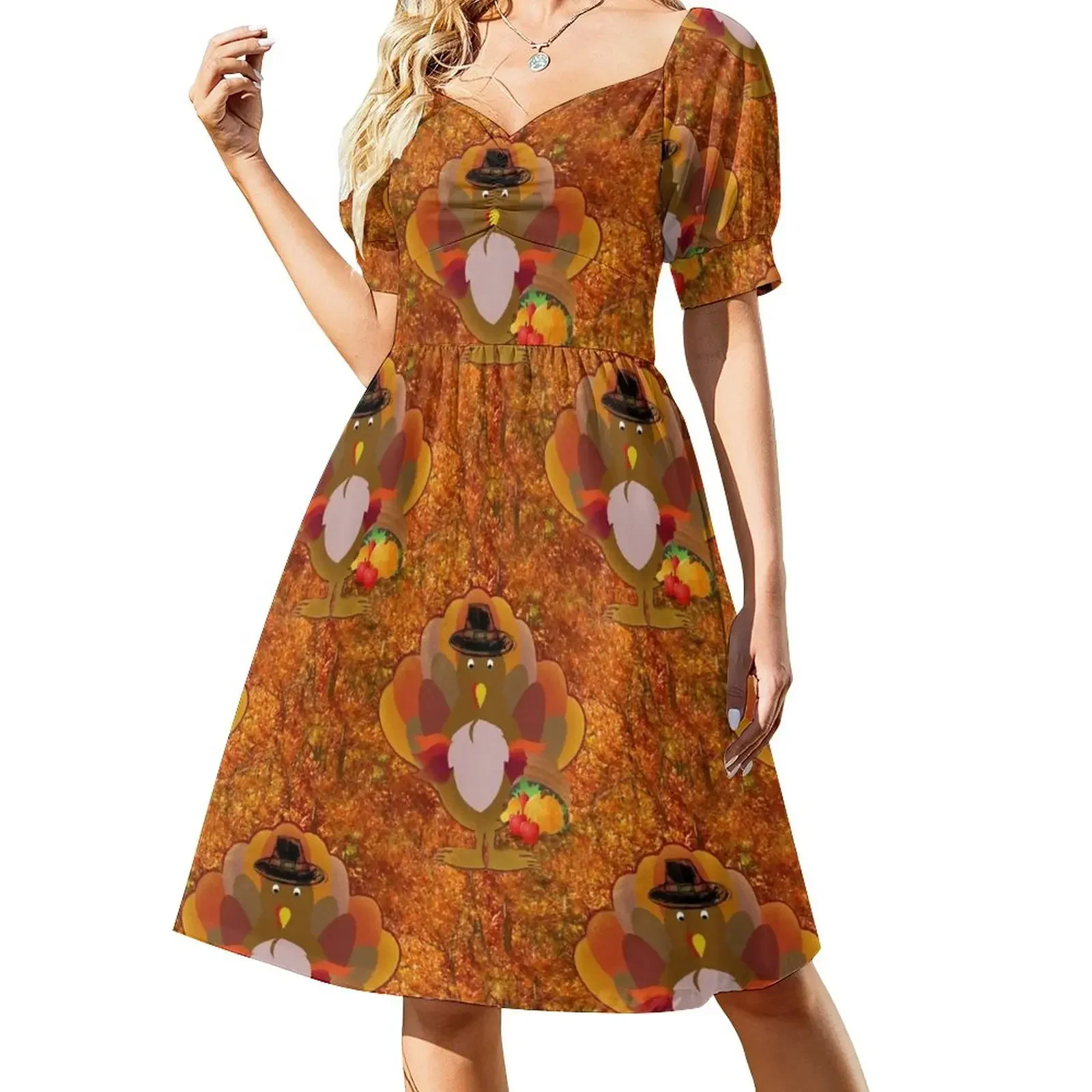 

thanksgiving turkey Short-Sleeved Dress Women's summer long dress women long dresses women dress