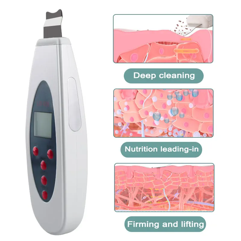 Ultrasonic Skin Scrubber Cleanser Face Cleaning Acne Removal Galvanic Facial Spa Ultrasound Peeling Clean Tone Lift LW006