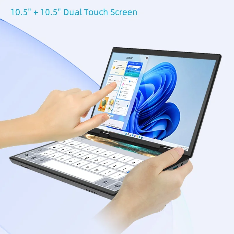 Imagem -05 - Laptop Dual Screen com Metal Case 2k Touch Screen Notebook Intel N95 Cpu 360 Graus Flip em 16gb 14