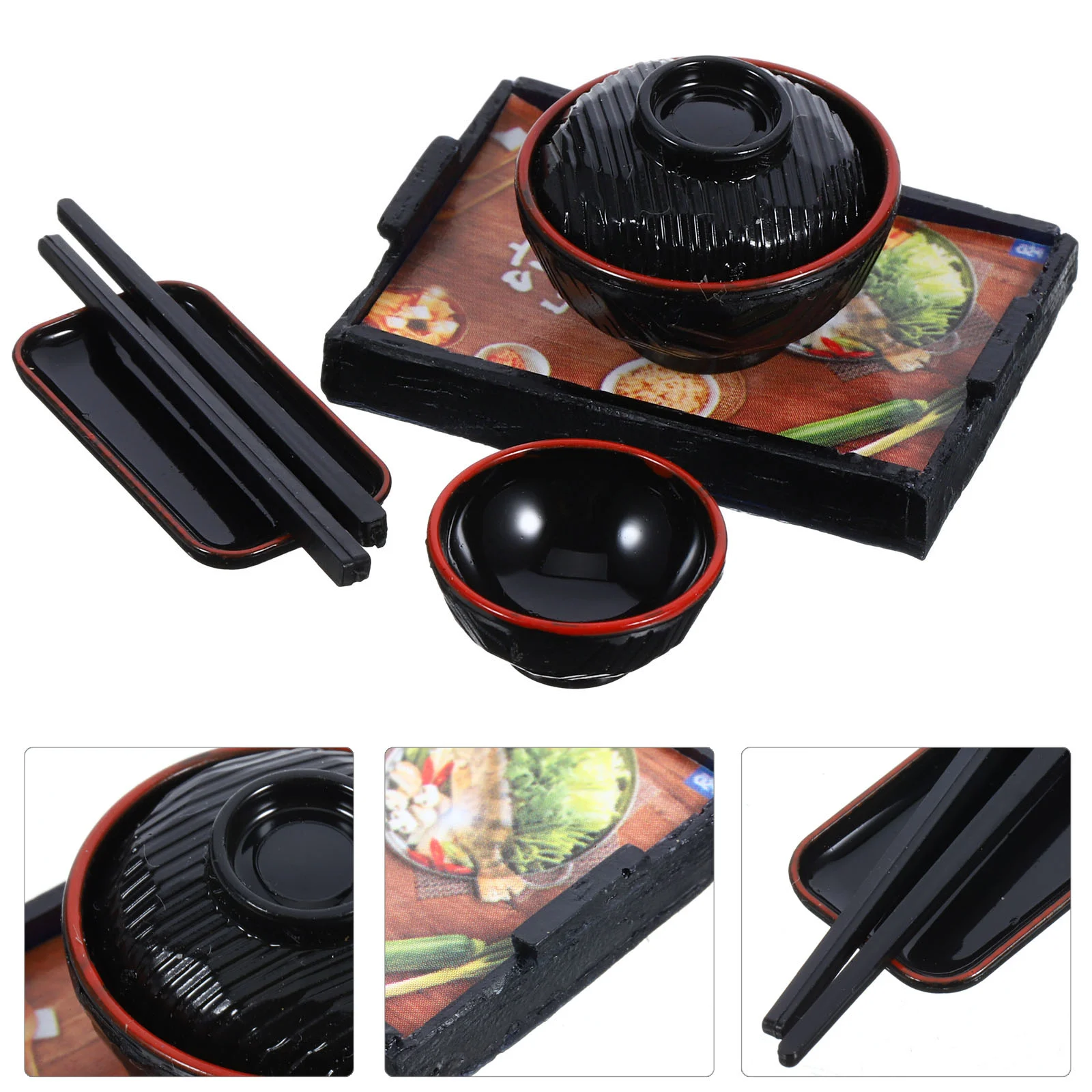 

Mini Japanese House Miniature Models Decor Tableware Dollhouse Retro Delicate Cutlery Set Bowl Decorations Desktop