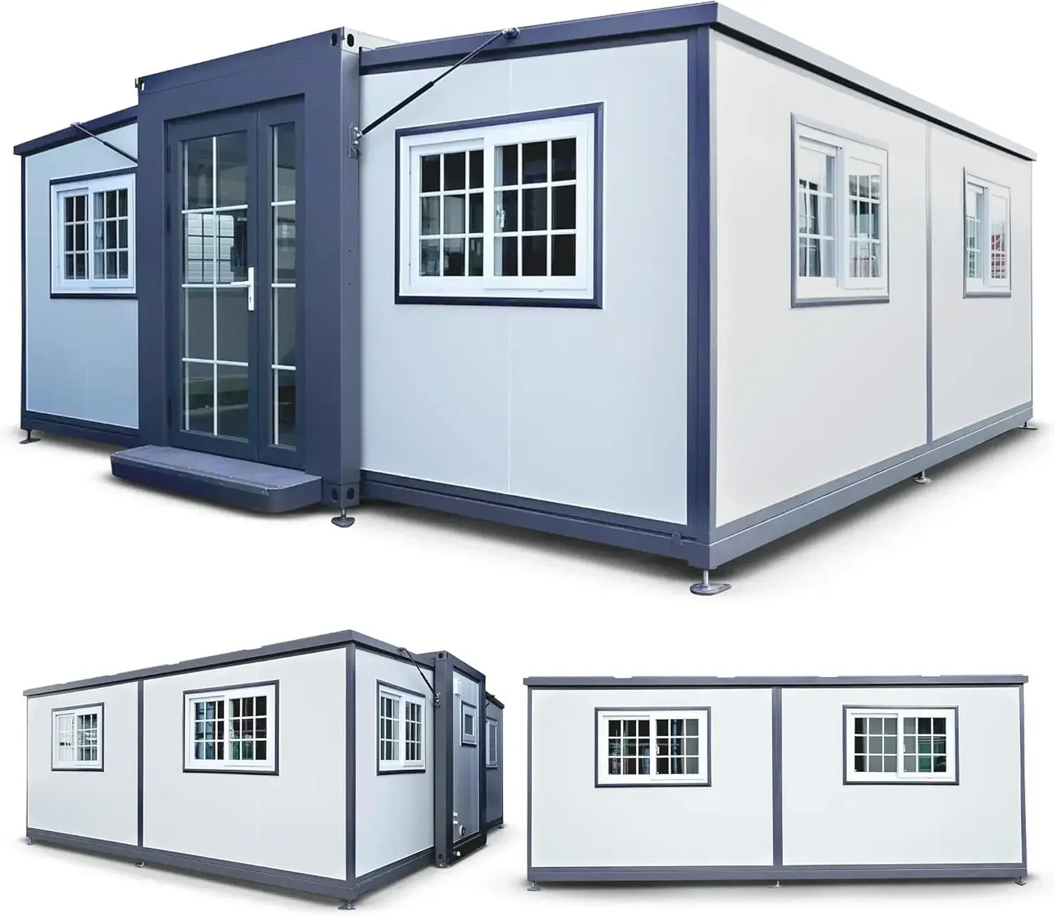 20f Folding Pack Container House: Complete with Bathroom, Kitchen, Covered Porch, and Double Wing Expansion