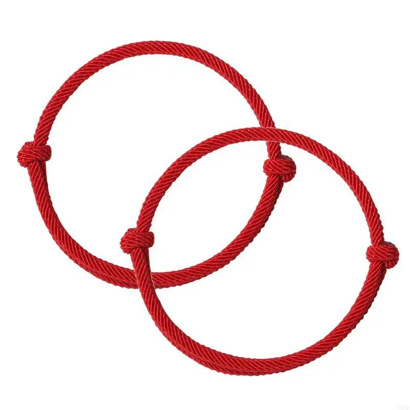 

N0HE 2 Pcs Handmade Bracelet Good Luck Kabbalah Red String Adjustable for Lover