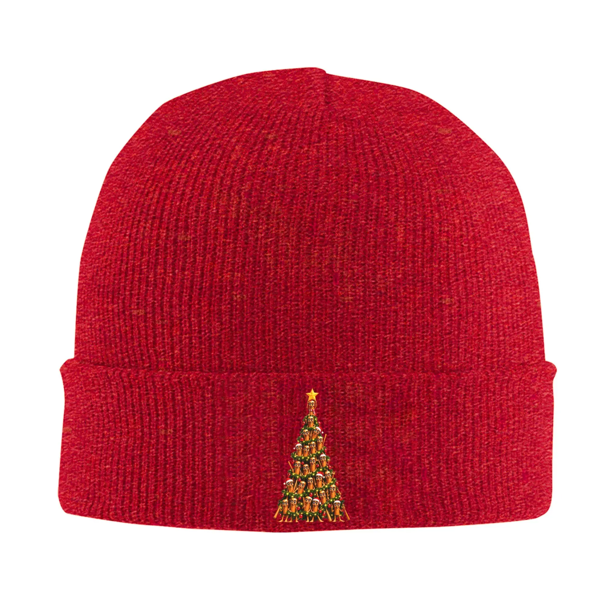 Tung Tung Tung Sahur Christmas Tree  Knitted Caps Women's Men's Beanies Winter Hats  Warm Cap