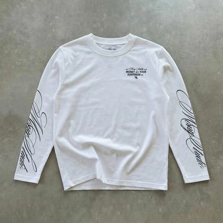 

Y2K модная рубашка с длинными рукавами, винтажная повседневная рубашка с принтом денежной бирки и круглым вырезом, уличная одежда большого размера, модная мужская одежда