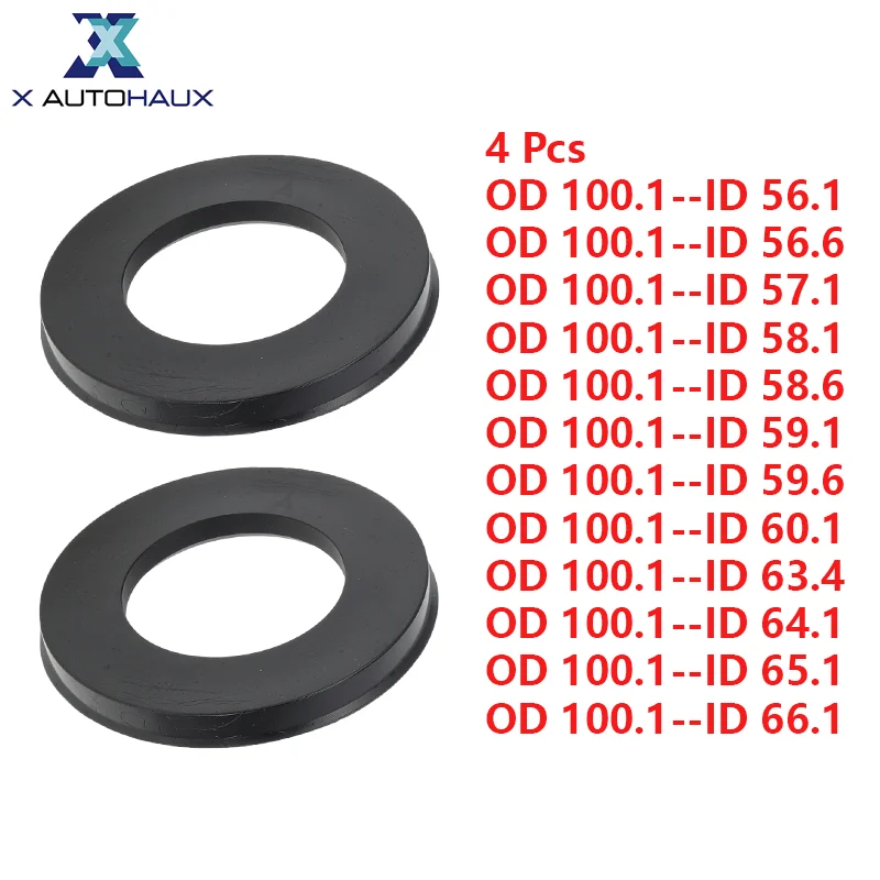 

X Autohaux Universal 100.1mm OD Auto Wheels Center Shaft Shock Absorbing Hubrings Wheel Hub Centric Rings Car Accessories