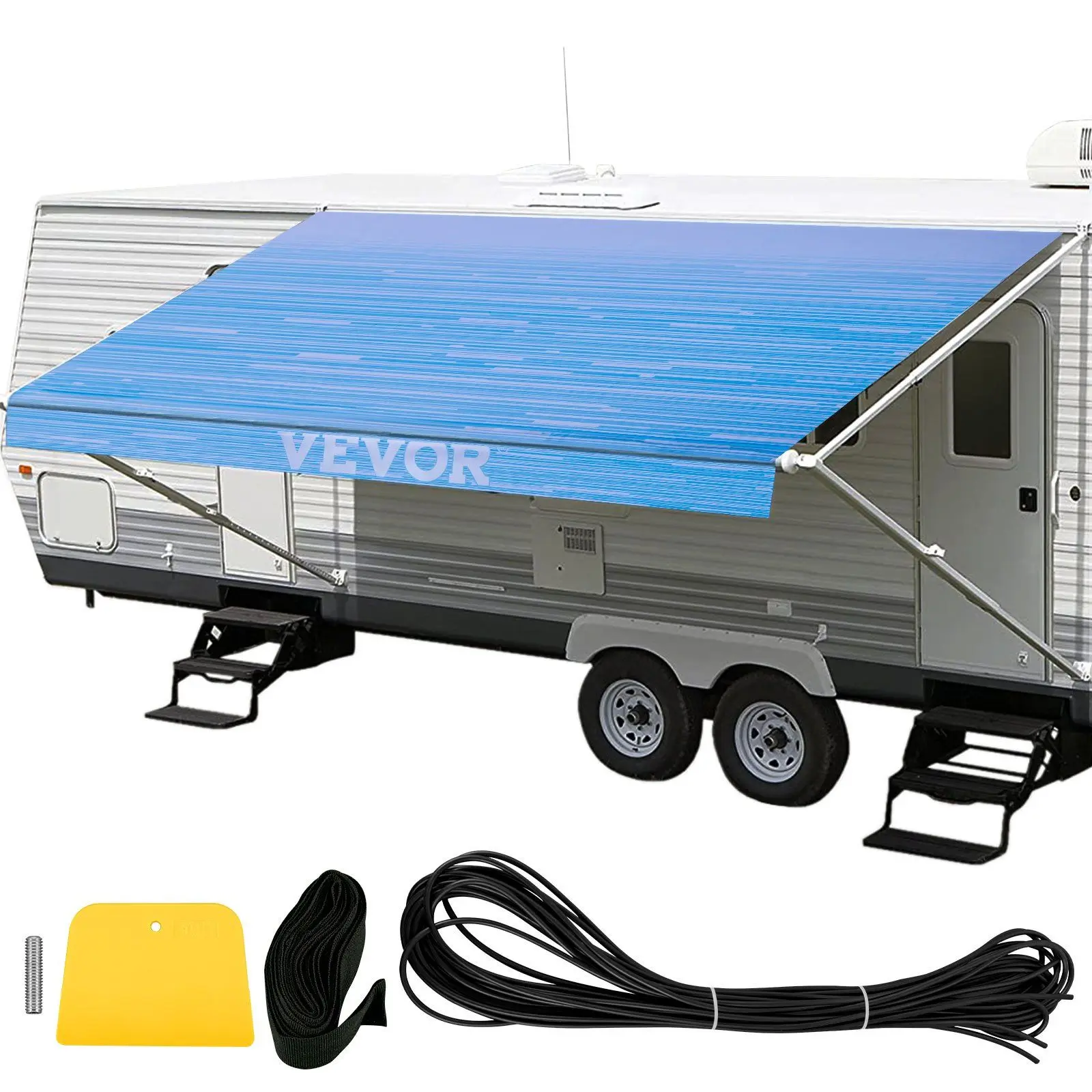 

Ocean 15' Durable 15oz Vinyl RV Awning Camper Trailer Canopy Durable Roller Tube Patio Camping Car RV Exterior Accessories