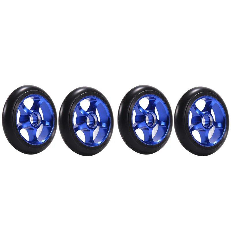 

AS98-4Pcs 100Mm Scooter Replacement Wheels With Bearings Aluminum Wear-Resistant PU Scooter Parts Scooter Accessories,Blue