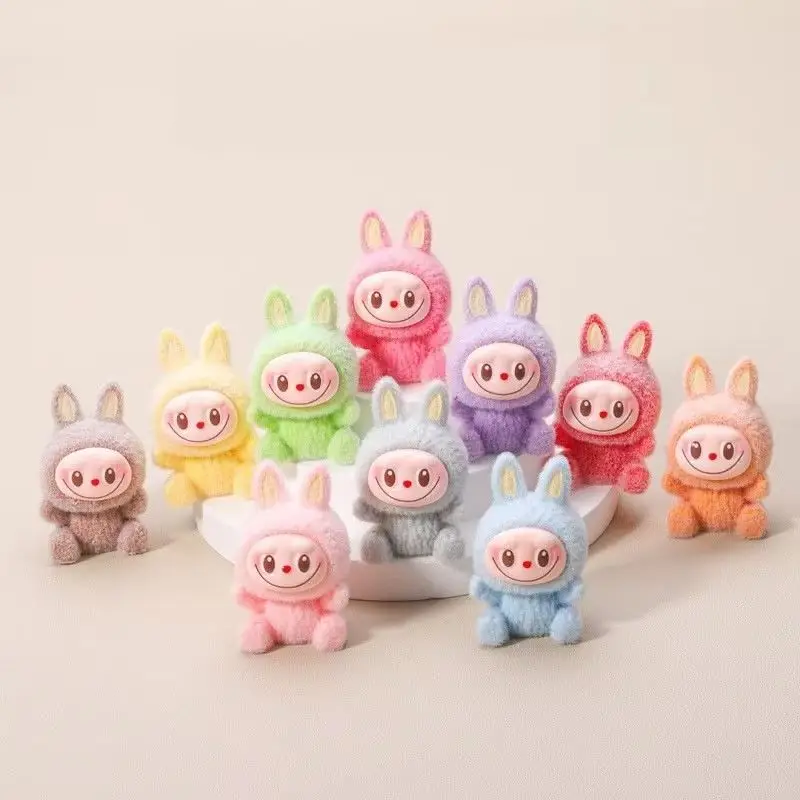 Labubu Macaron Plucked Mini Doll Blind Box Candy Color Handmade Model Desktop Exquisite Ornament Mysterious Box Peripheral Gifts image 2
