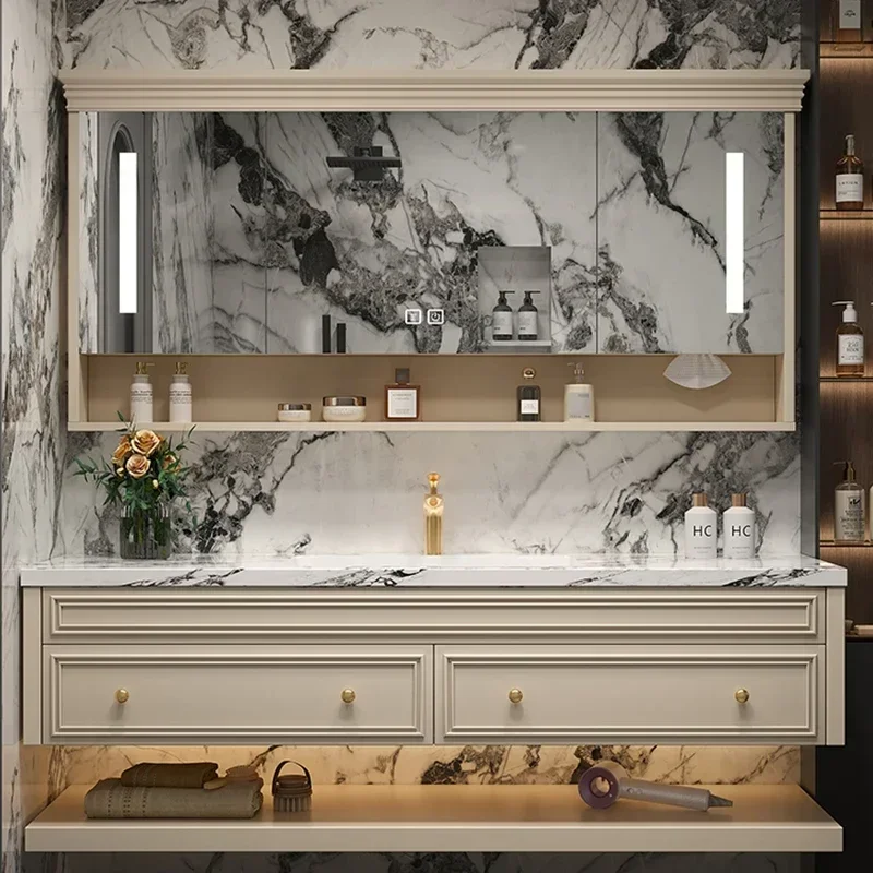 Luxury Bathroom Cabinet Vanity Multipurpose Sinks Space Saving Wall Pharmacy Wc Furniture Column Storage Double Washbasin Wooden