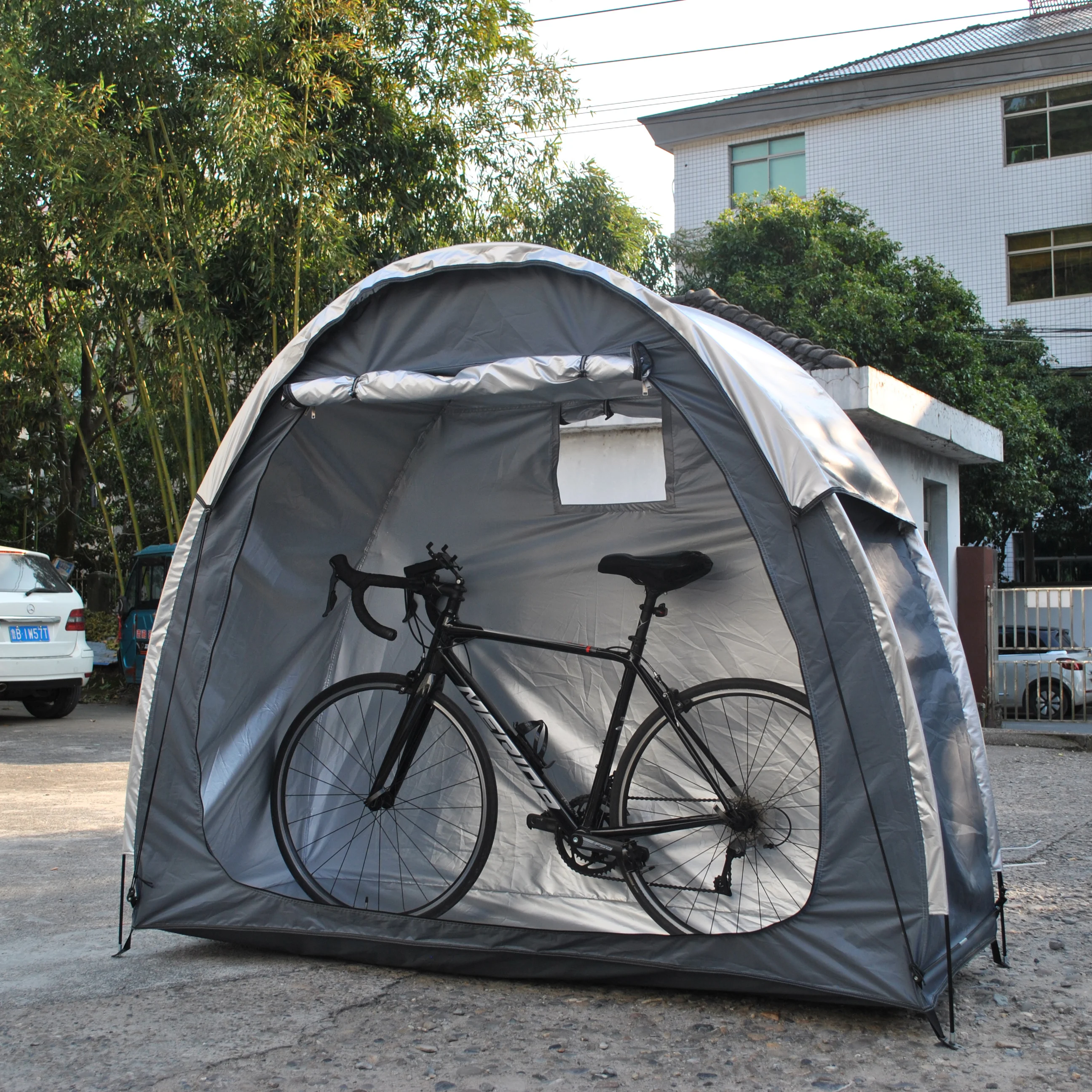 Add Raincover Bike Tent Bike Storage Shed tent,Bicycle Storage Shed With Window,Outdoor Storage Shed Tent by 210D Silver coated