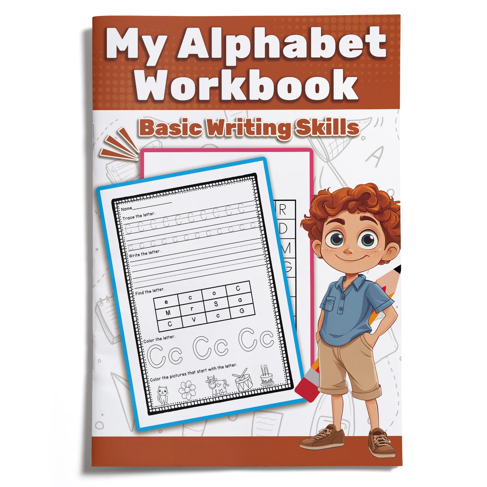 Children's alphabet coloring book, cute cartoon patterns, preschool early education workbook, boost your baby's hands-on skills
