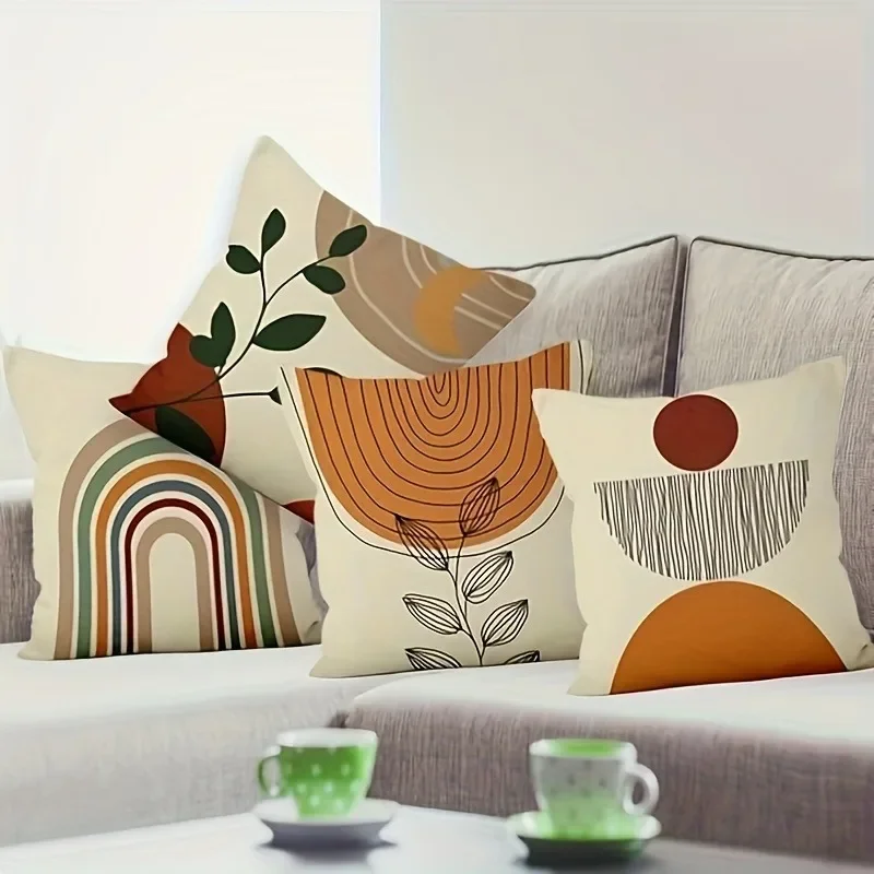 

4 шт. черно-белая изогнутая современная наволочка для спальни, гостиной, дивана, домашнего декора, полиэстеровая наволочка на молнии