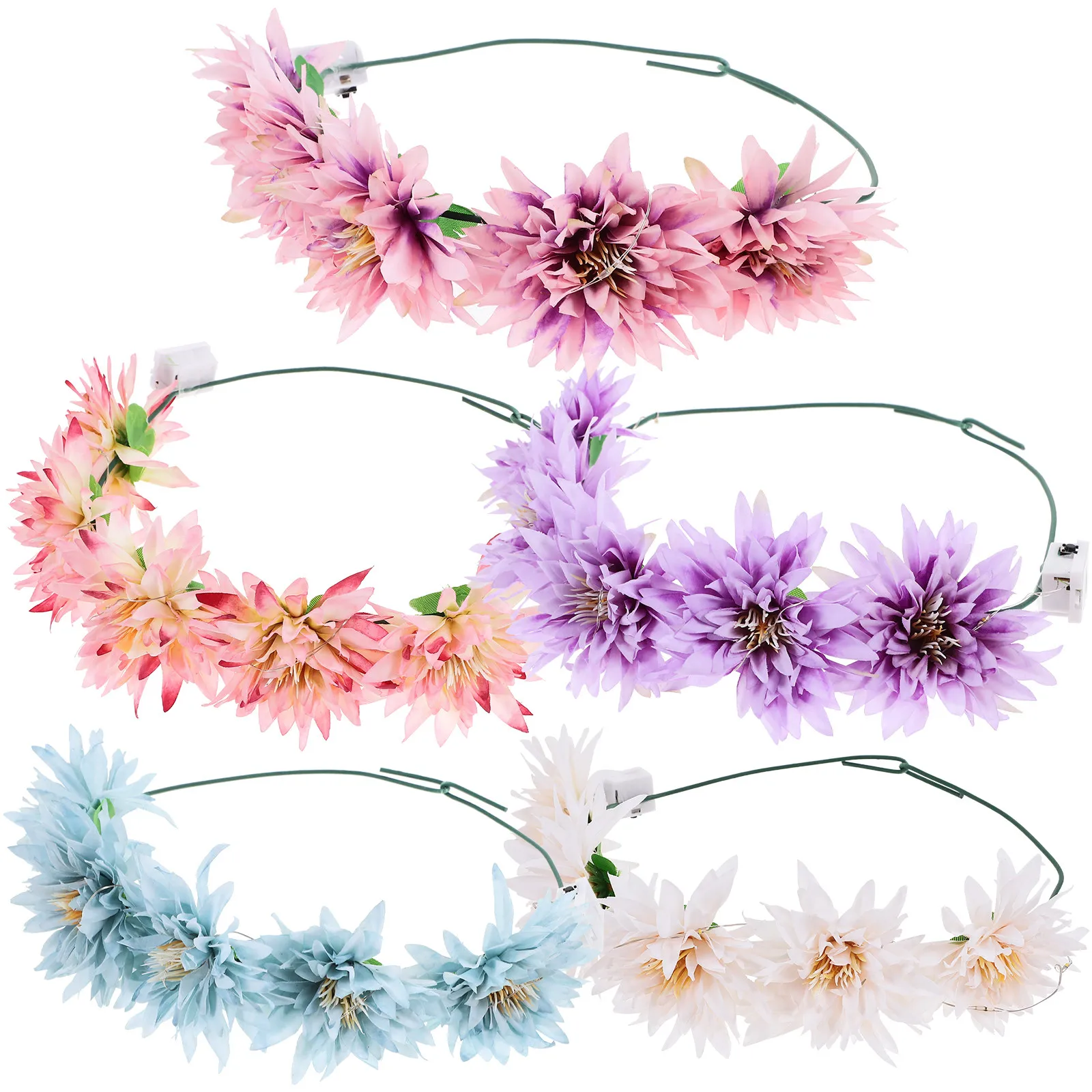 

5Pcs LED Flower Headband for Women Lightweight Decorative Floral Hair Wreath with Light Stylish Rose Design Gift