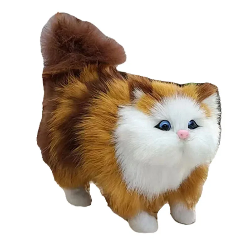 Juguetes de peluche de gato de simulación, gatito de peluche suave, modelo de gato falso, animales realistas para niños, cumpleaños, regalo del Día