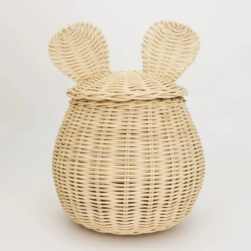 

Nordic Woven Storage Basket Home Decor Toy Organizer Handmade Woven Storage Box for Kids Natural Rattan Laundry Basket