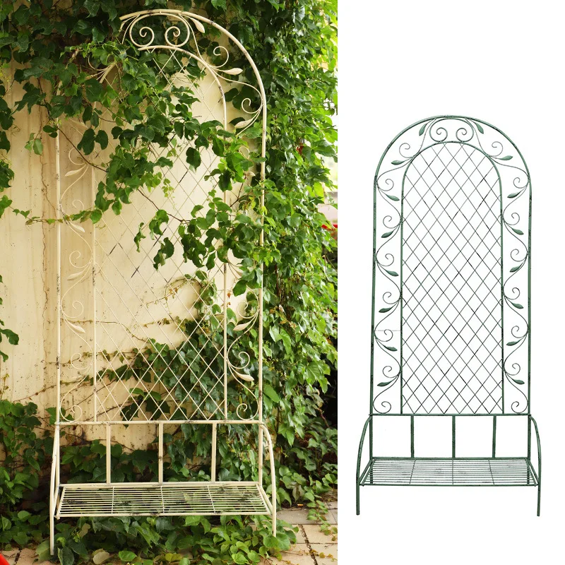 American old wrought iron tray floor insert climbing vine bracket, balcony bird grid screen rose garden climbing frame