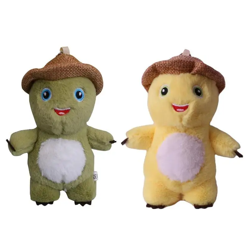 Cute Dinosaur Straw Hat Plush Pendant Toy Soft Stuffed Animal Dinosaur Cartoon Bag Backpack Keychain Doll Toy For Kids Adults