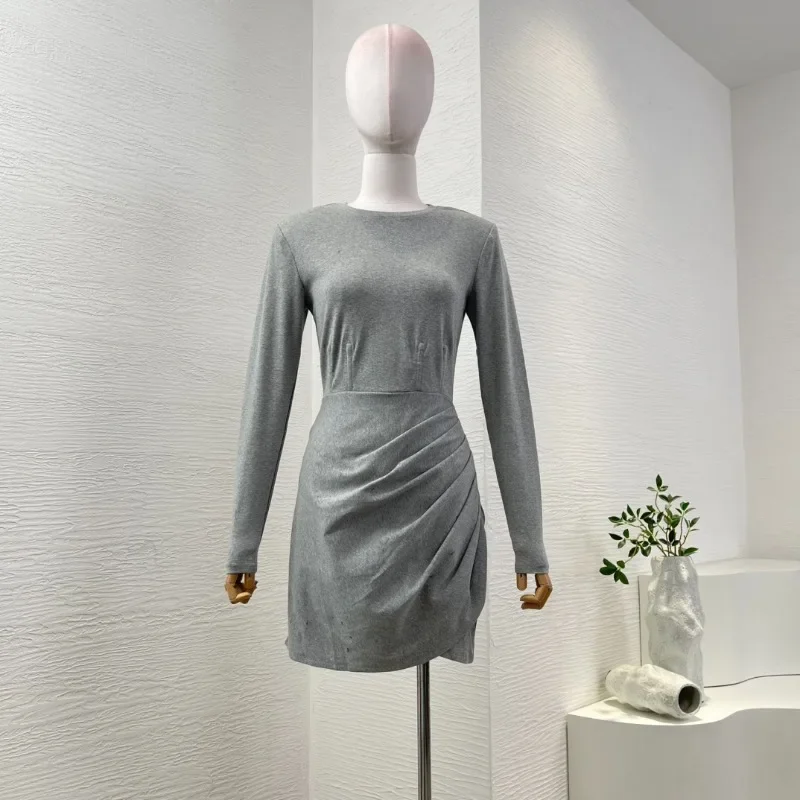 Women's New Fashion Style High Quality Elegant 2025 Grey Mini Dresses for Office Ladies Arrivals