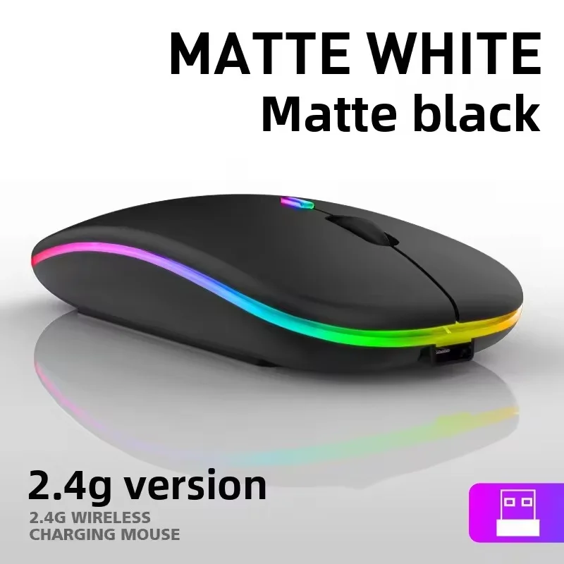 Wireless Bluetooth Computer USB Rechargeable Mouse RGB Ergonomic Dual-Mode Silent Click Mice For Macbook Laptop Desktop Computer