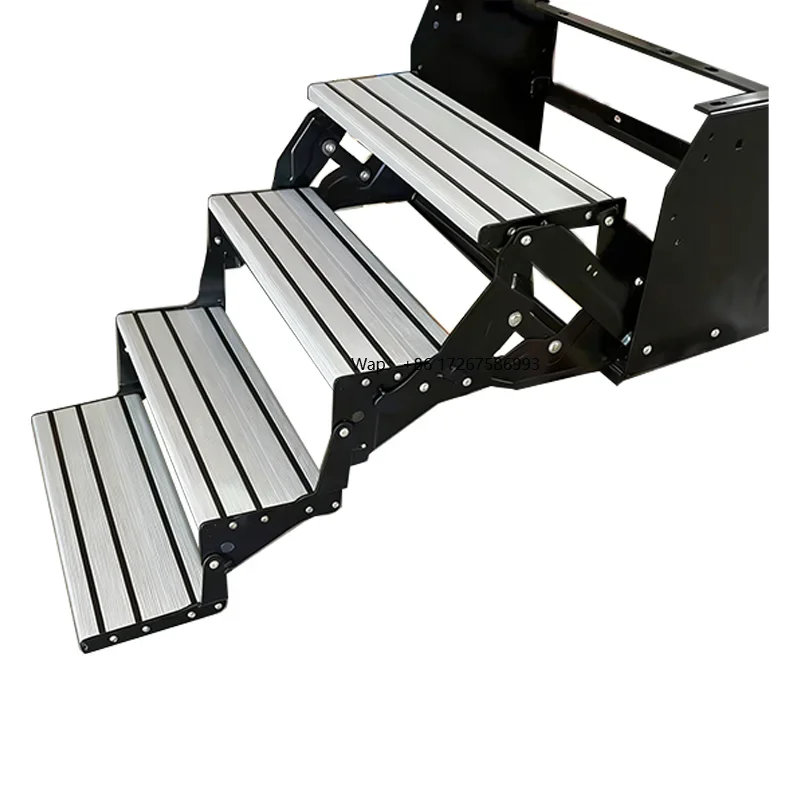 

RV Step Factory Loading 200KG Heavy Duty Aluminum Four Step Caravan Trailer Four-layer Manual Folding Steps