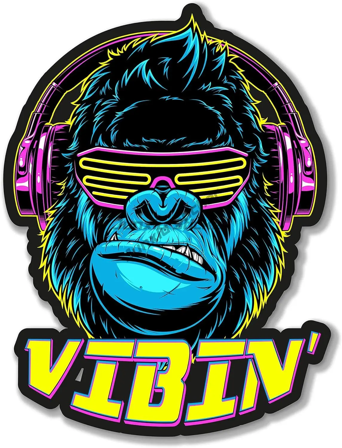 

Gorilla Neon Bumper Sticker Decal for Cars Cups Laptops Coolers Trolley Case Motorcycle Helmet Wall Coloful Decals