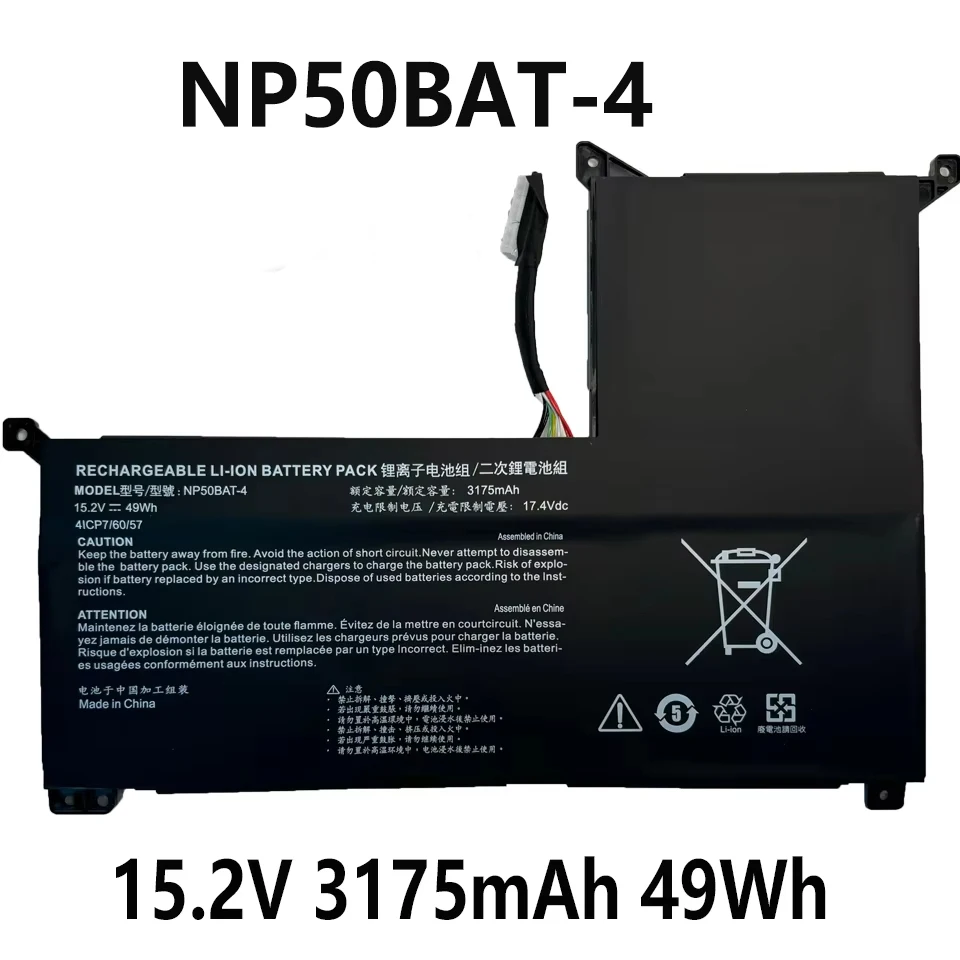 

NP50BAT-4 15.2V 3175mAh 49Wh Battery ​For Clevo NP50DE For Machenike F117-7 For Schenker XMG Focus 16