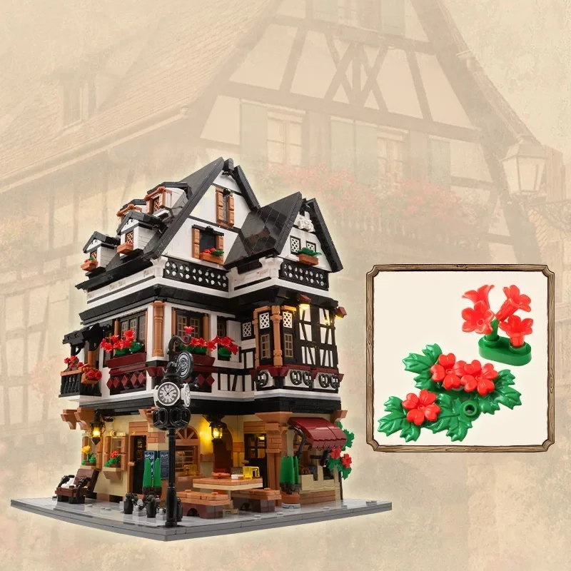 【 Pinqi Building Blocks 】 Bavarian Brewery Lighting, Street View, Architectural Decoration, Toy Building, Festival Gift