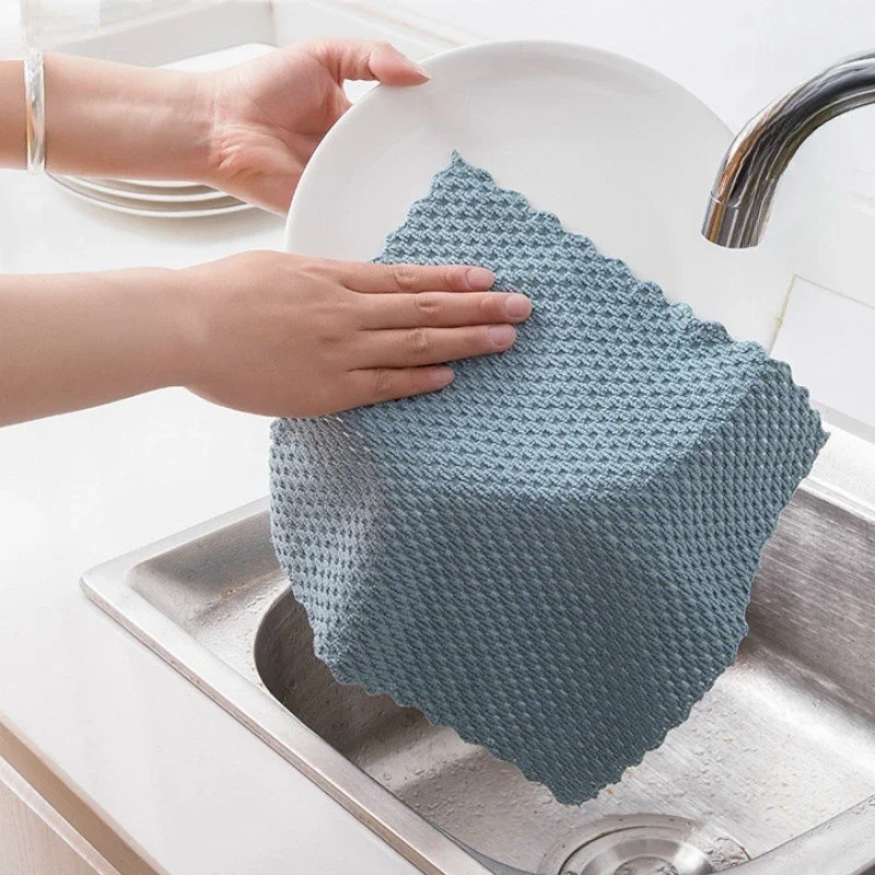 Wash Cloth Kitchen Cleaning Towel Rags Efficient Super Absorbent Microfiber Cleaning Cloth Home Washing Dish Anti-grease Wipping