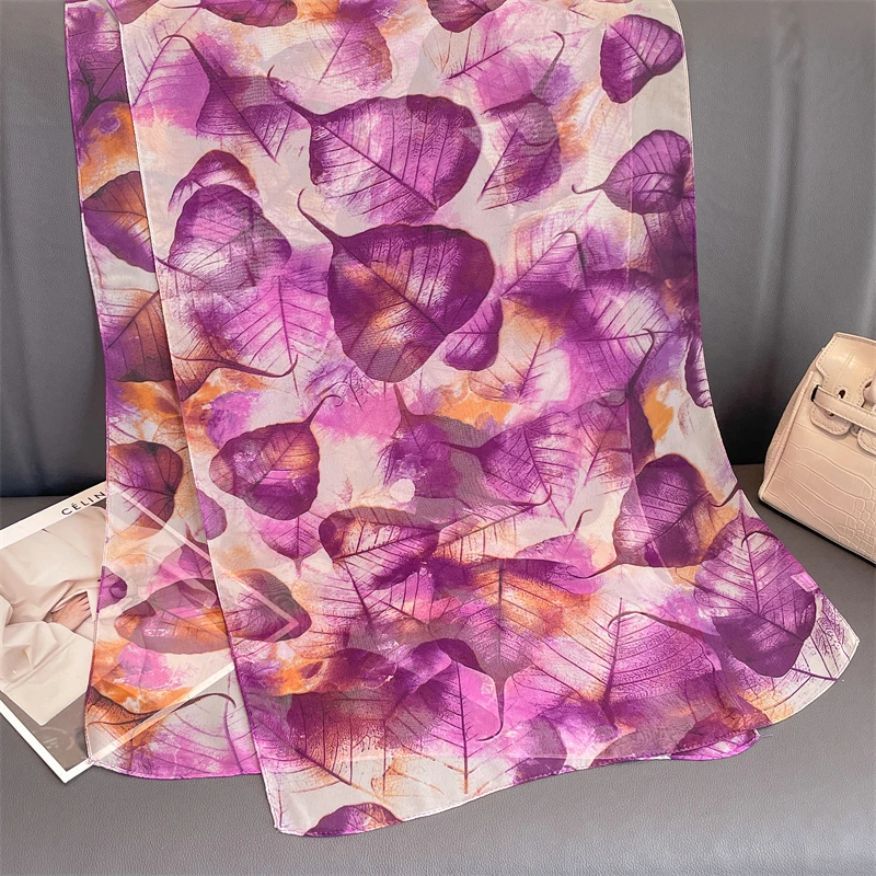 Luxury Brand Women Beach Scarf Georgette Silk Shawls Design Print Headband Female Summer Headband Wraps Sunscreen Hijab 2023