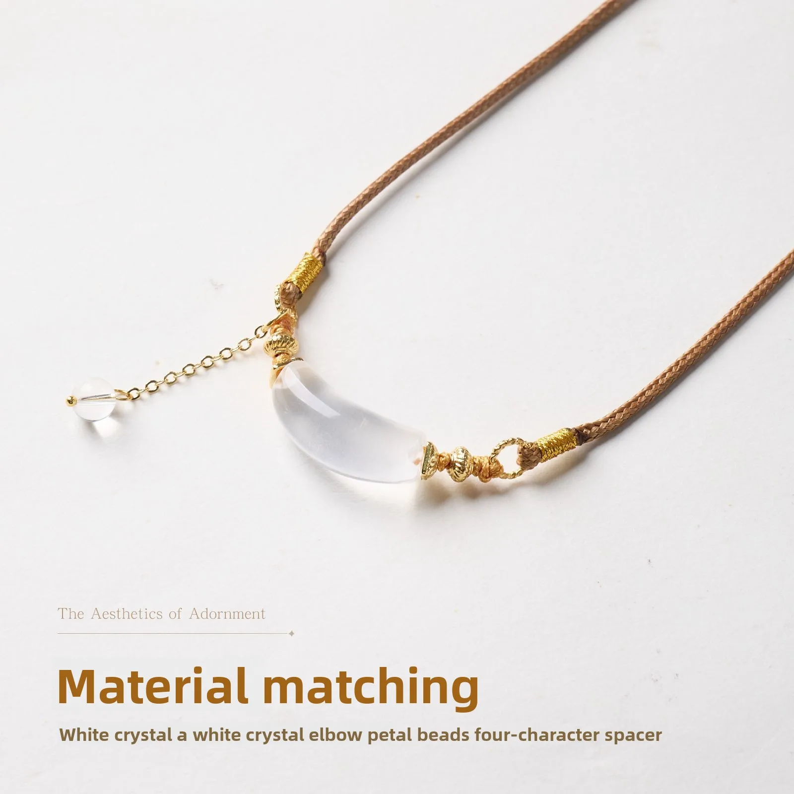 Chinese Style Natural Clear Quartz Curved Petal Bead Bracelet With Faceted Citrine Accents Lucky Blessing Wealth Attracting Feng