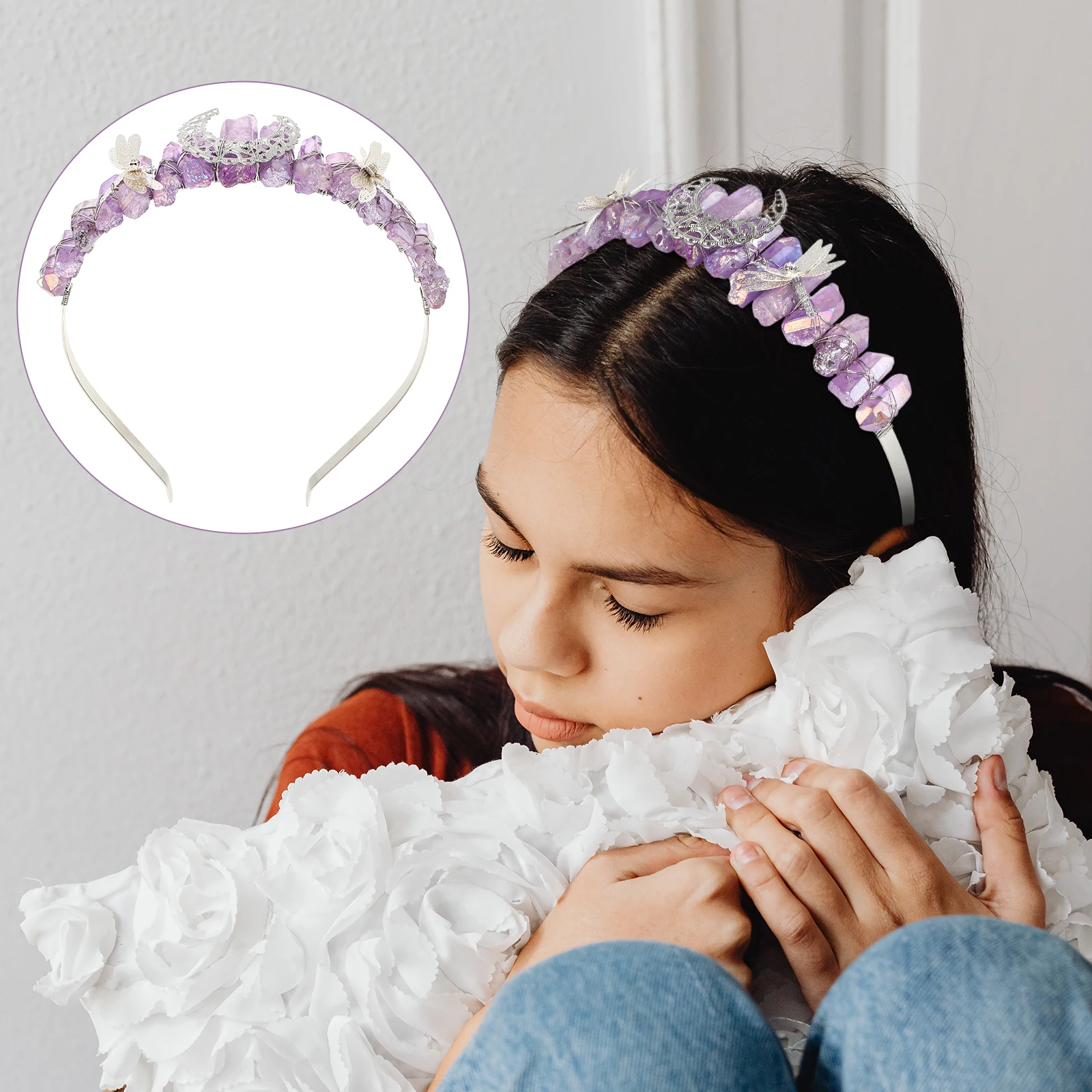 

Crystal Crown Bridal Headb Tiara Creative Headdress Wedding Bridesmaid Dragonfly Decor Zinc Alloy Comfortable Long Wear Special